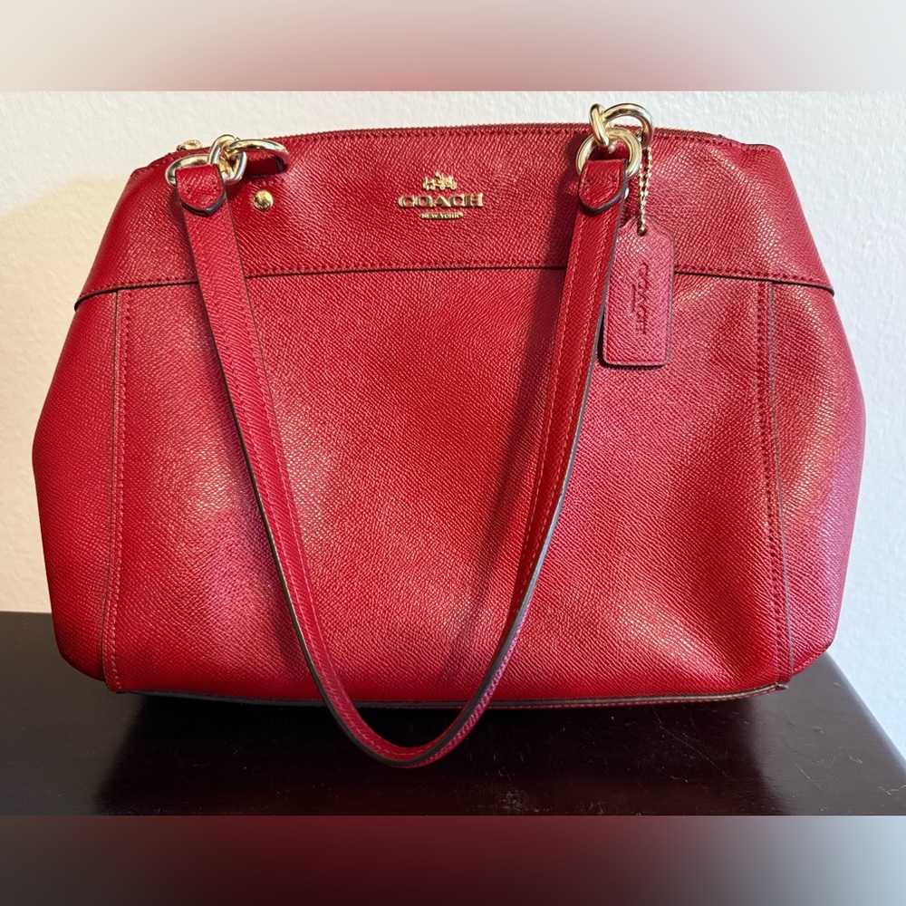 Coach leather cherry red purse w/shoulder straps